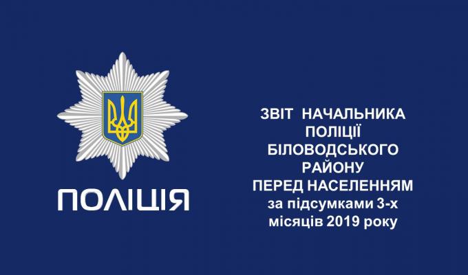 Звіт начальника поліції Біловодського району перед населенням за підсумками 3-х місяців 2019 року