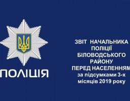 Звіт начальника поліції Біловодського району перед населенням за підсумками 3-х місяців 2019 року